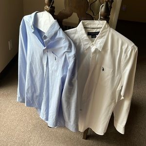 Nine dress shirts - cleaned & pressed.